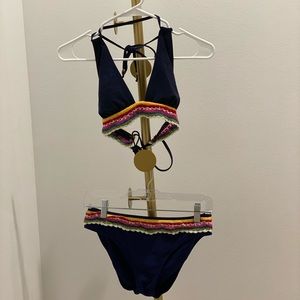 Navy and rainbow bikini